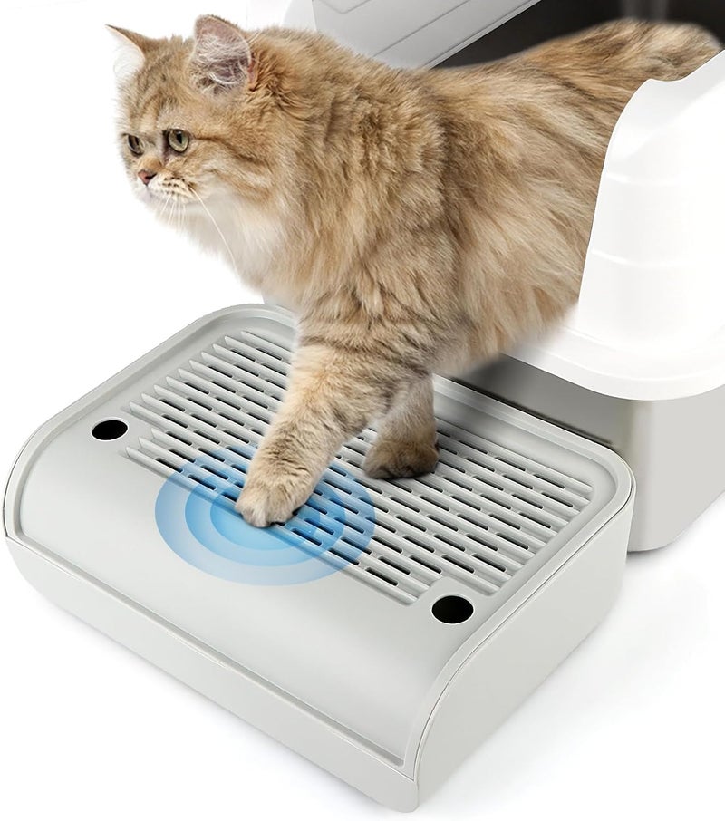 Bartuke Litter Box Step, Cat Step/Ramp/Catcher with Filter Function, Easy to Clean, Ideal for Kitten & Elderly Cats (Light Grey) - Image 1